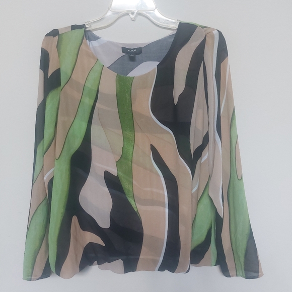 ALFANI Striped Longsleeve Blouse Size Large. - Picture 13 of 15